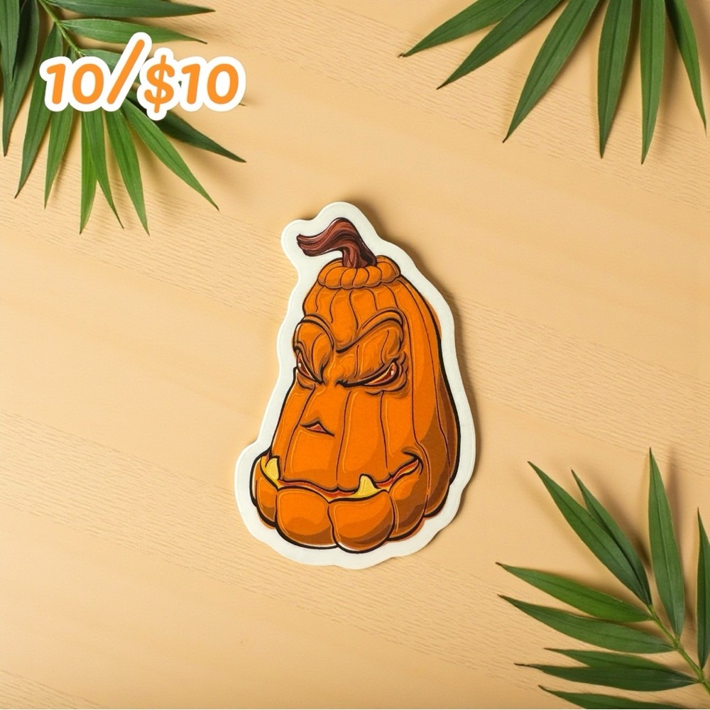 Vintage Halloween Pumpkin Sticker – Creepy Jack O’Lantern – Matte Finish 2 3/4”